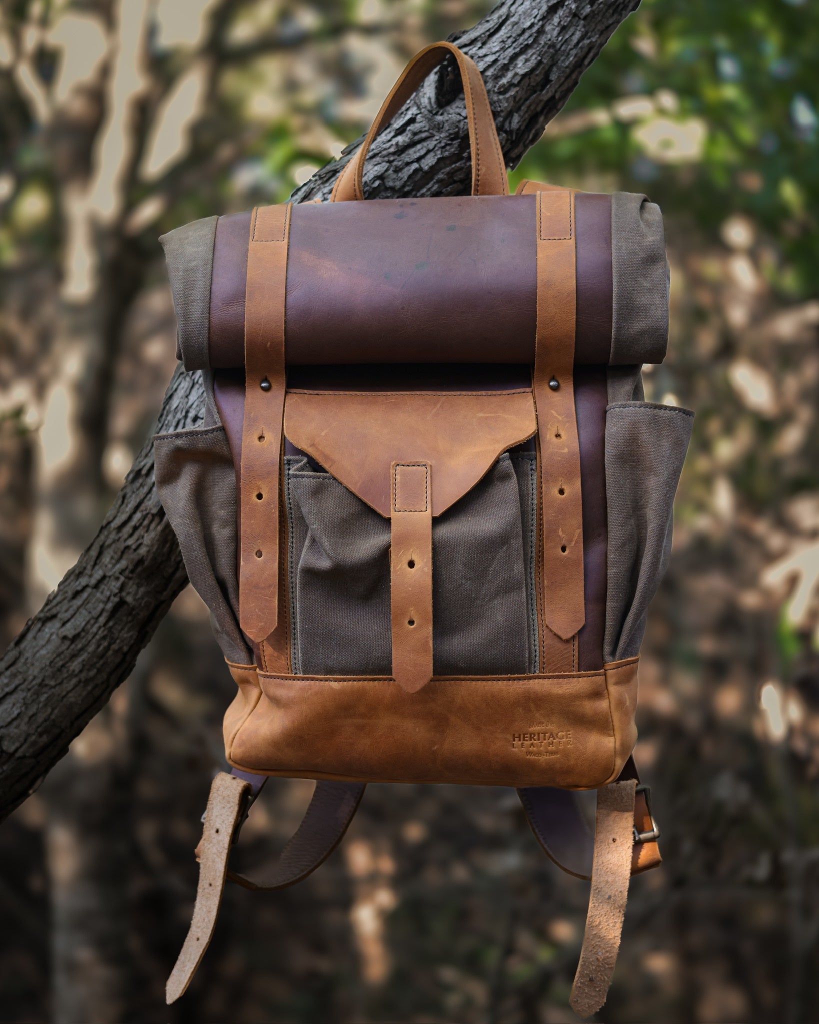 douglas black canvas backpack with faux leather trim GOOTIUM Backpack, Vintage Casual Daily Use Daypack, Large Capacity Travel Commute Bag Side Water Bottle Pocket & Hidden Pocket for Men Women, Lululemon Everywhere Belt Bag classicblack A versatile everyday companion Color:Vintage Khaki